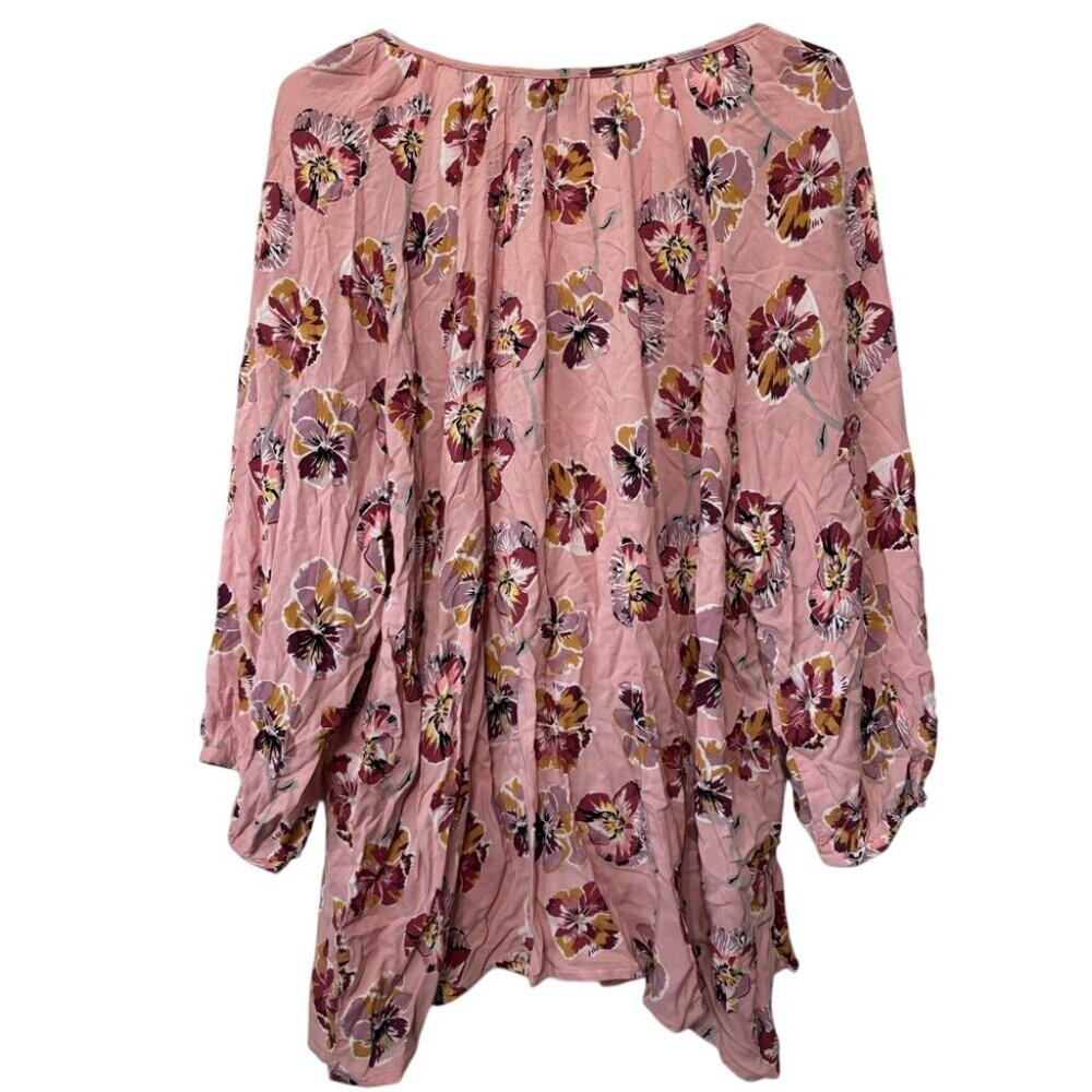 Cynthia Rowley Pretty Pink Mauve Floral Blouse, Women's Plus Size 2X - Picture 4 of 4